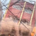 तेज बारिश में मुगलपुरा की तीन मंजिला इमारत भरभराकर गिरी