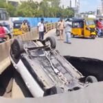 चेन्नई के OMR रोड पर अचानक धंसी सड़क, सिंकहोल में गिरी कार